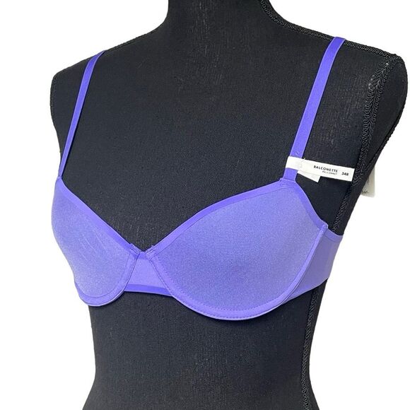 Aerie Smoothez Dark Periwinkle Purple Balconette Bra - Picture 1 of 8